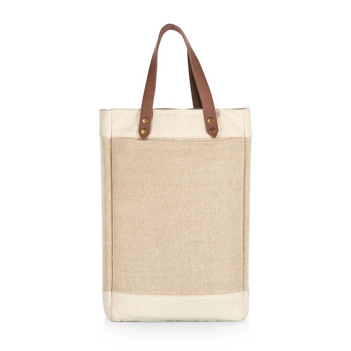 Beige Pinot - Jute 2 Bottle Insulated Wine Bag for wholesale on Faire