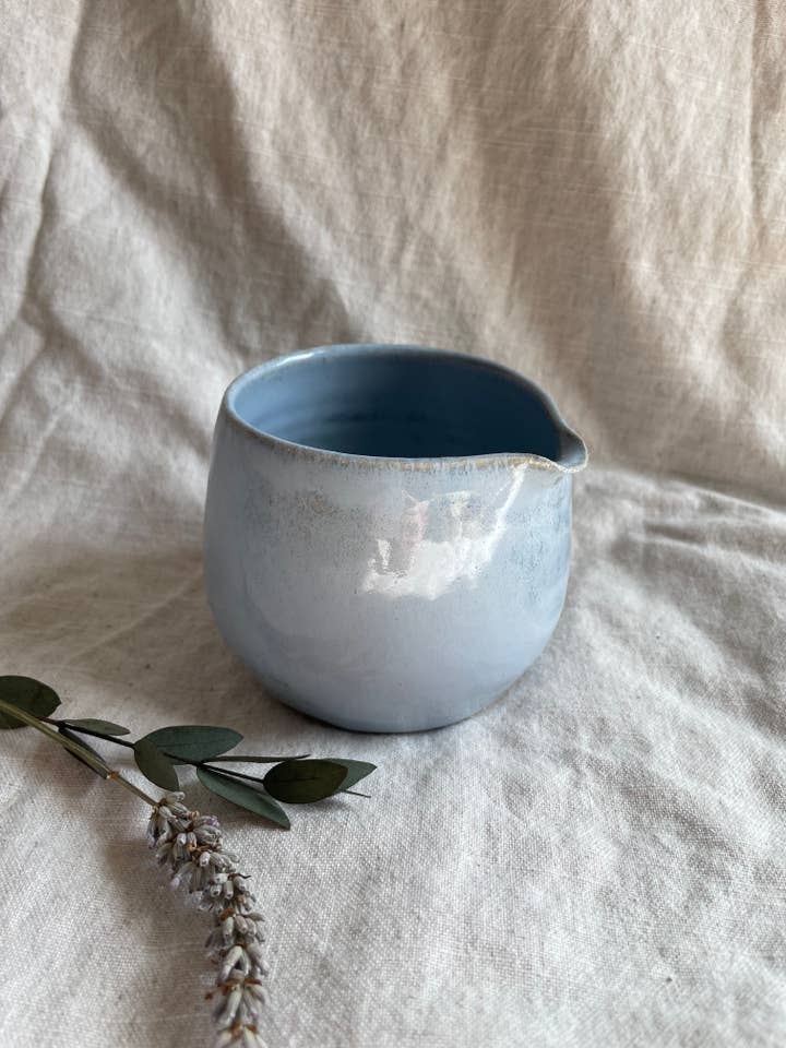 Sky blue ceramic matcha bowl for wholesale by Charlotte Manser Ceramics