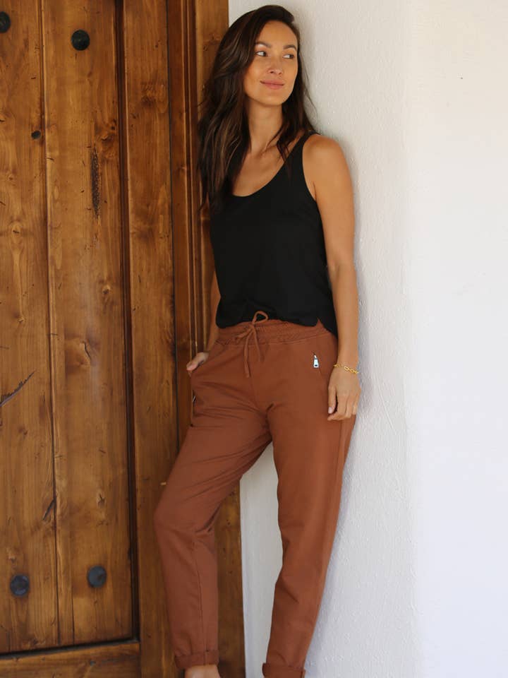 Nostalgia - Wholesale Lounge Sweatpants/Joggers - Women's - NP746-ASIS PULL ON TIE FRONT ZIPPER POCKET FRENCH TERRY JOGG