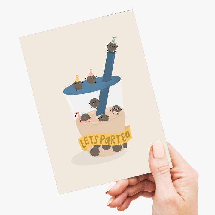 peach & paperie - Wholesale Birthday Card - Let's Partea - Birthday Boba Greeting Card1