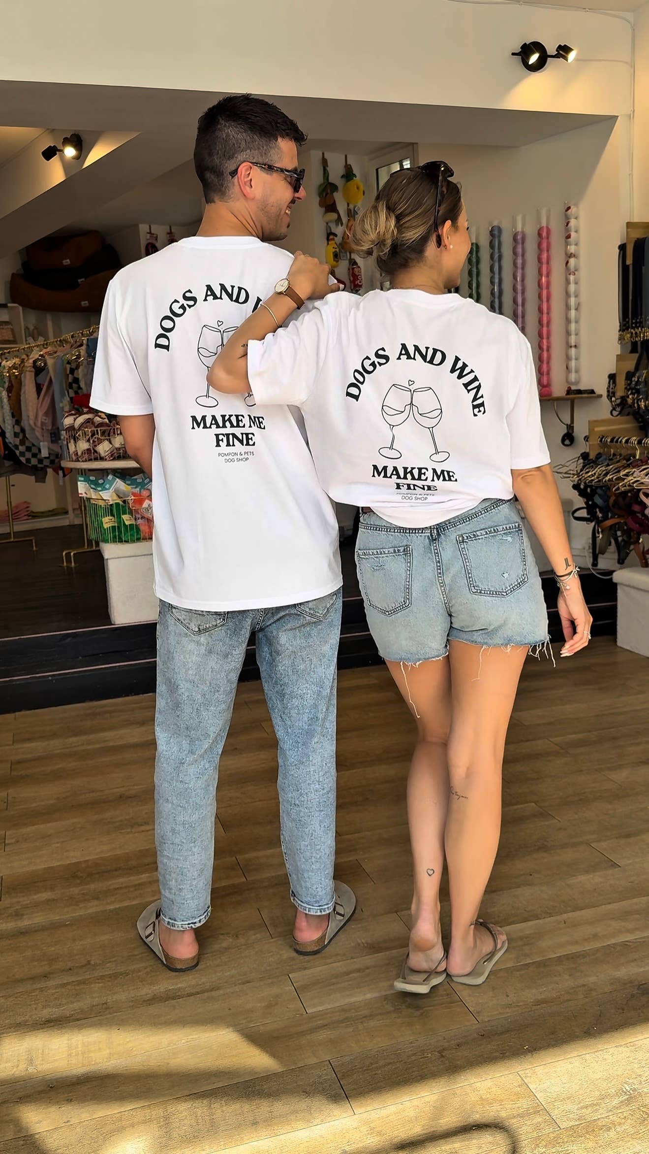 Pompon & Pets - Wholesale Screen Printed T-Shirt - Women's - T-Shirt Dogs and Wine3