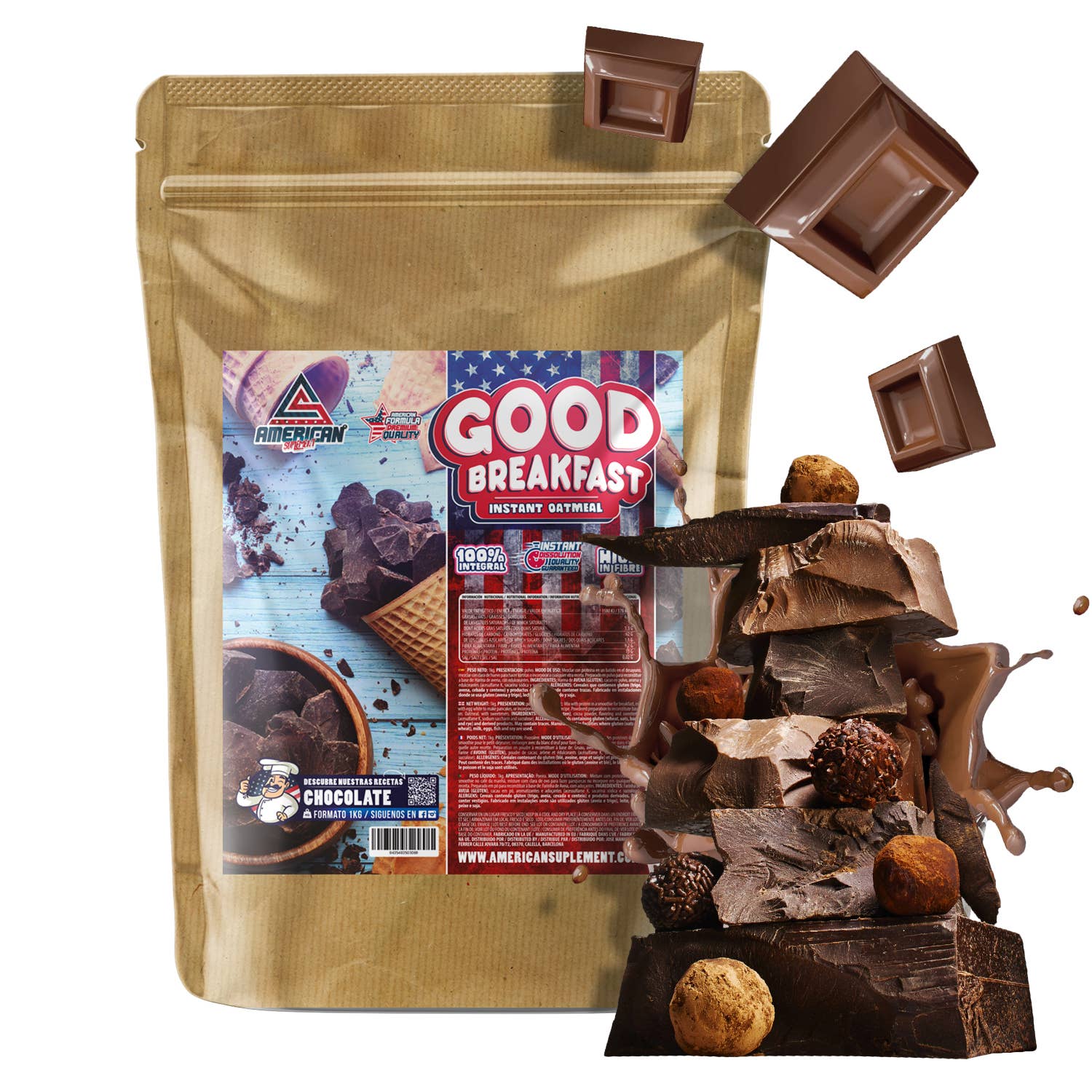 AMERICAN SUPLEMENT S.L. - Vendita all'ingrosso Proteine/superfood in polvere - American Supplement | Farina integrale d'avena 1 kg9