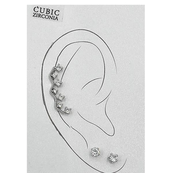 Andrea Bijoux - Wholesale Stud/Post Earrings - CZ STONE LABRET FASHION EARRING2