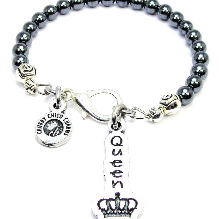 Bracelet en verre hématite pour la vente par Chubby Chico Charms