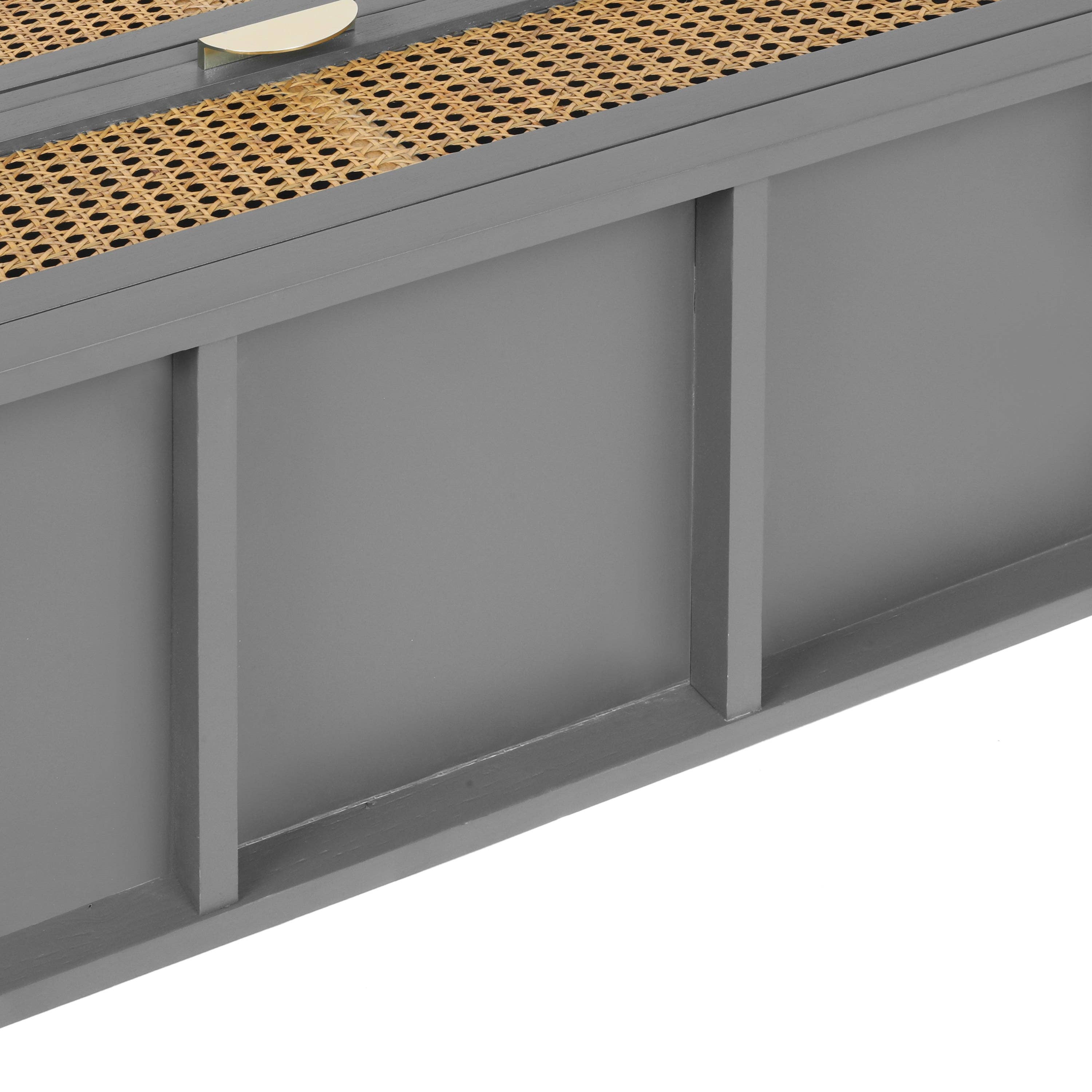 39F Inc. - Wholesale Cabinet - Gray 3-Drawer Cabinet with Natural Rattan Fronts16