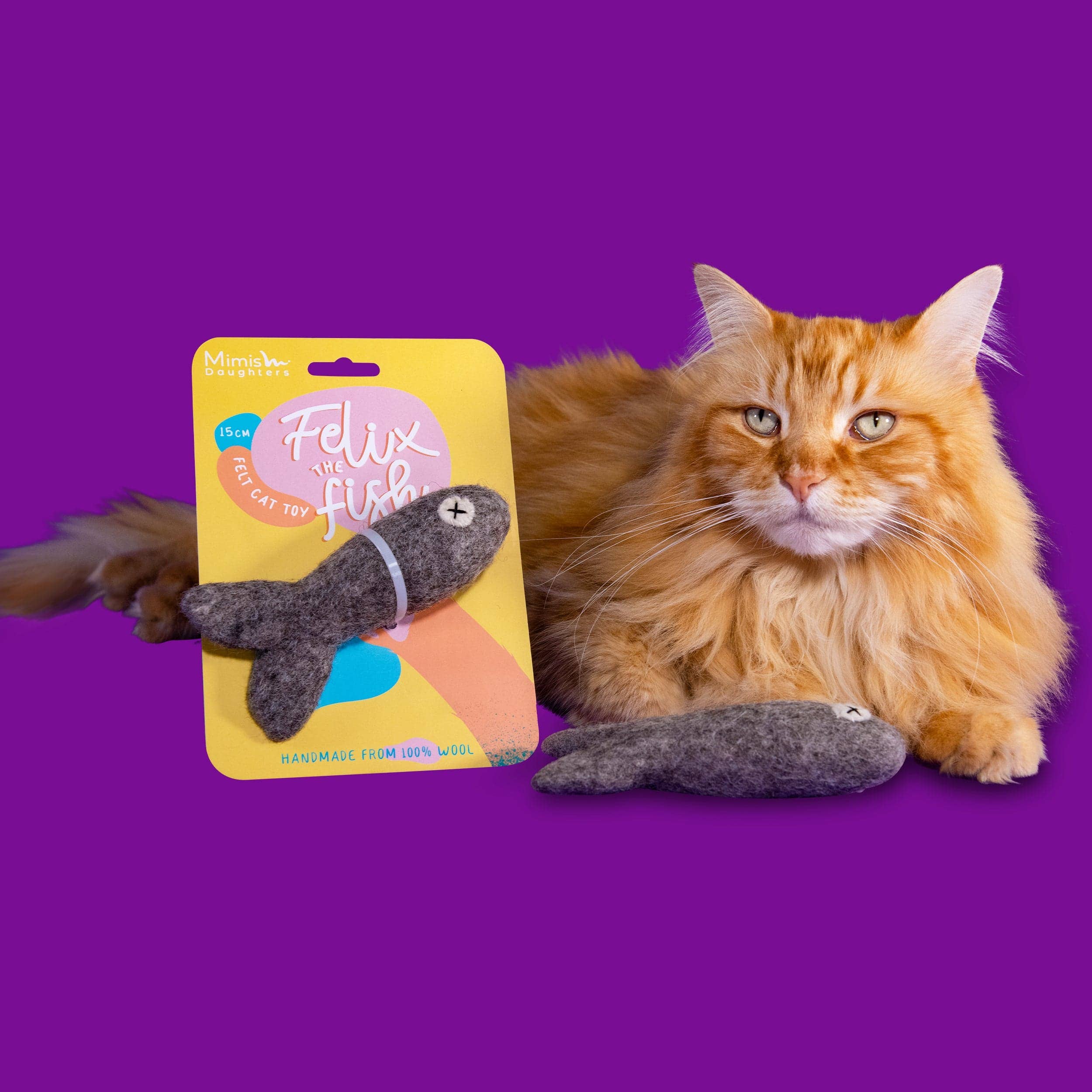 Mimi’s Daughters - Wholesale Pet Toy - Cat - Felix the Fish 15cm - Felt Cat Toy4