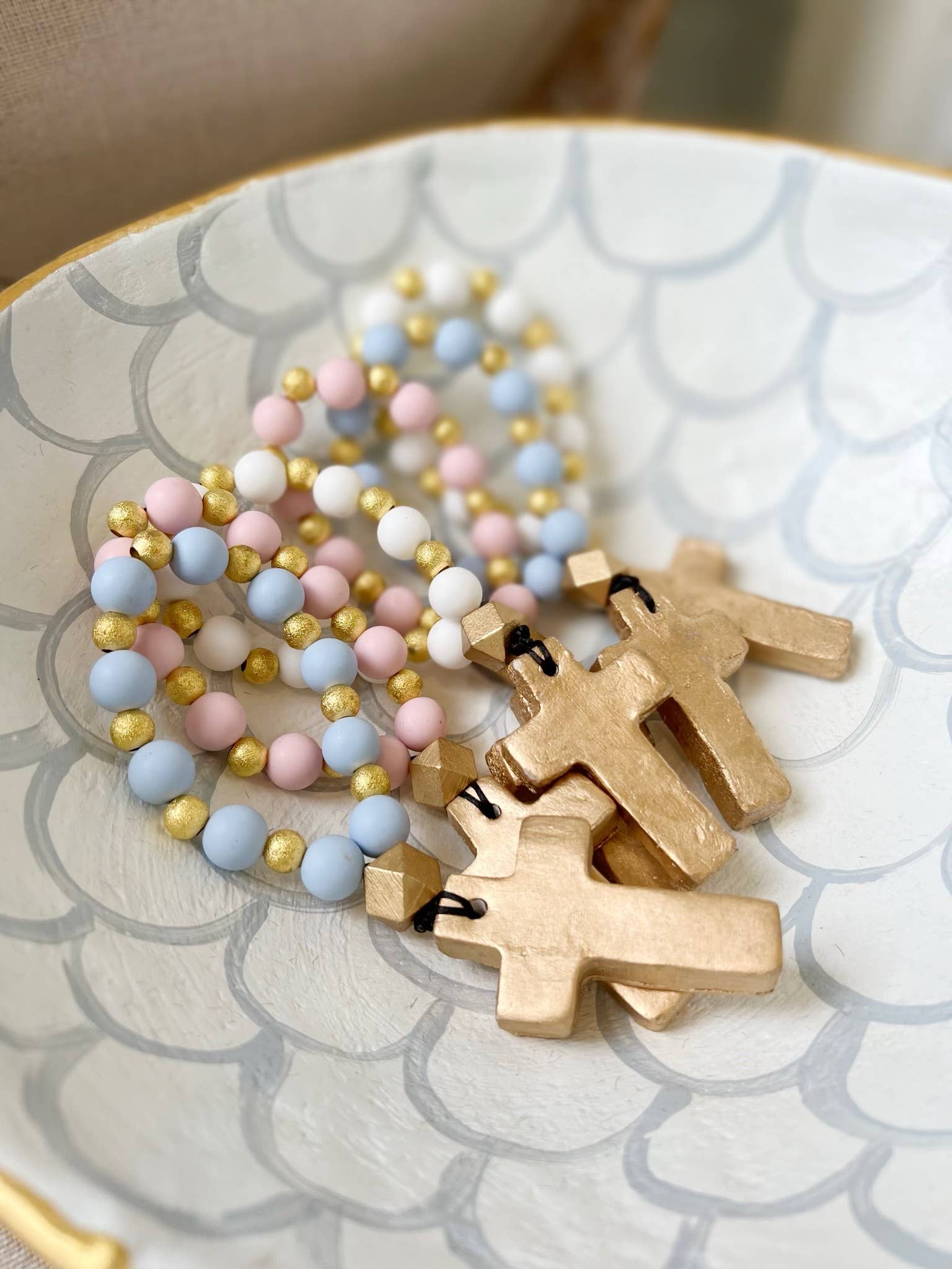 Lanyard Lovebirds – Großhandel Gebetskette für den Hals – Gebetsperlen mit goldenen Elementen9