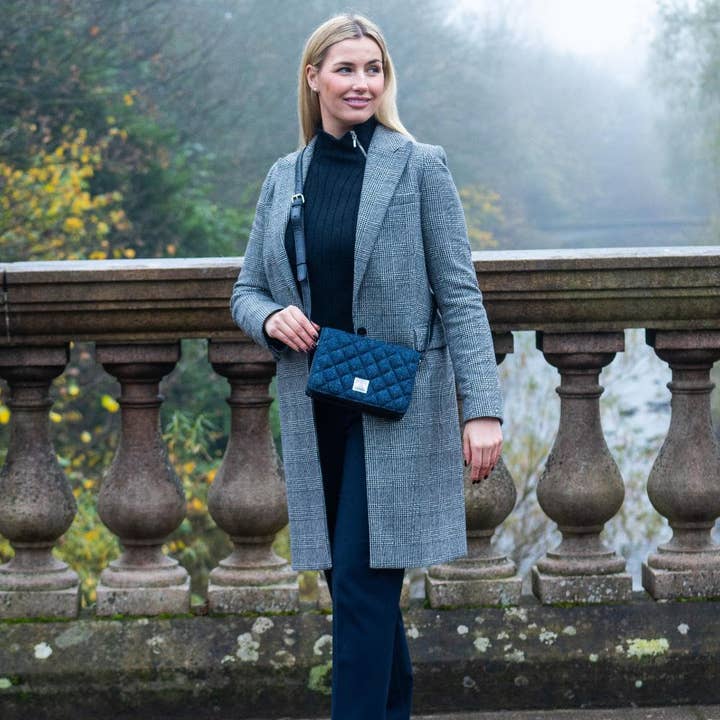 Harris Tweed Quilt Schoudertas Blauw voor wholesale door maccessori