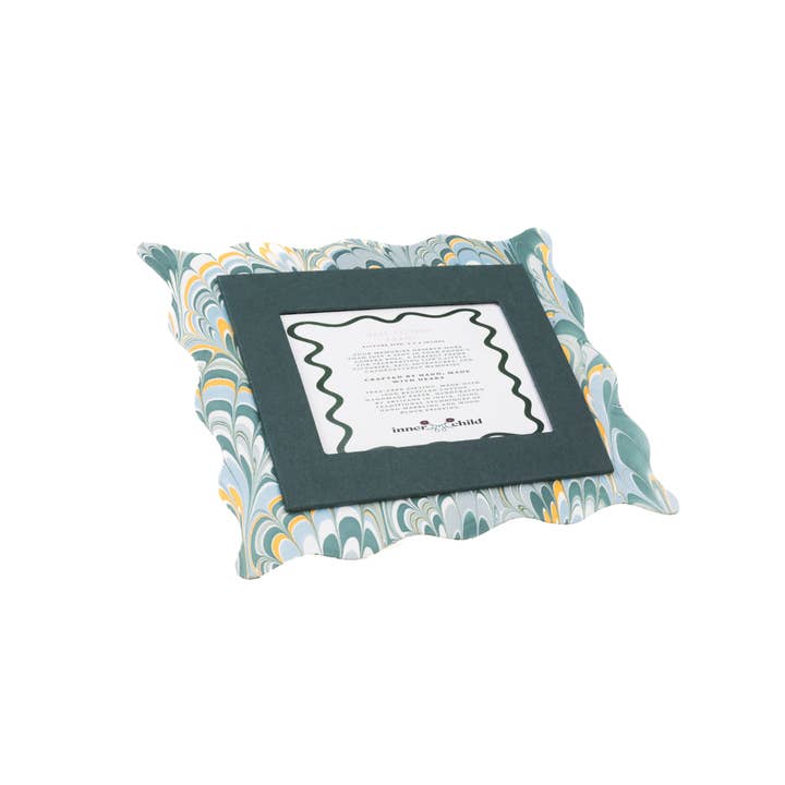 Inner Child - Wholesale Picture Frame - Blue Scalloped Hand-Marbled Picture Frame 4x6 Picture1