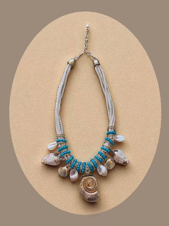 Rope and Turquoise Shell Necklace (903758001) for wholesale by Sunshine Fashion Accessories