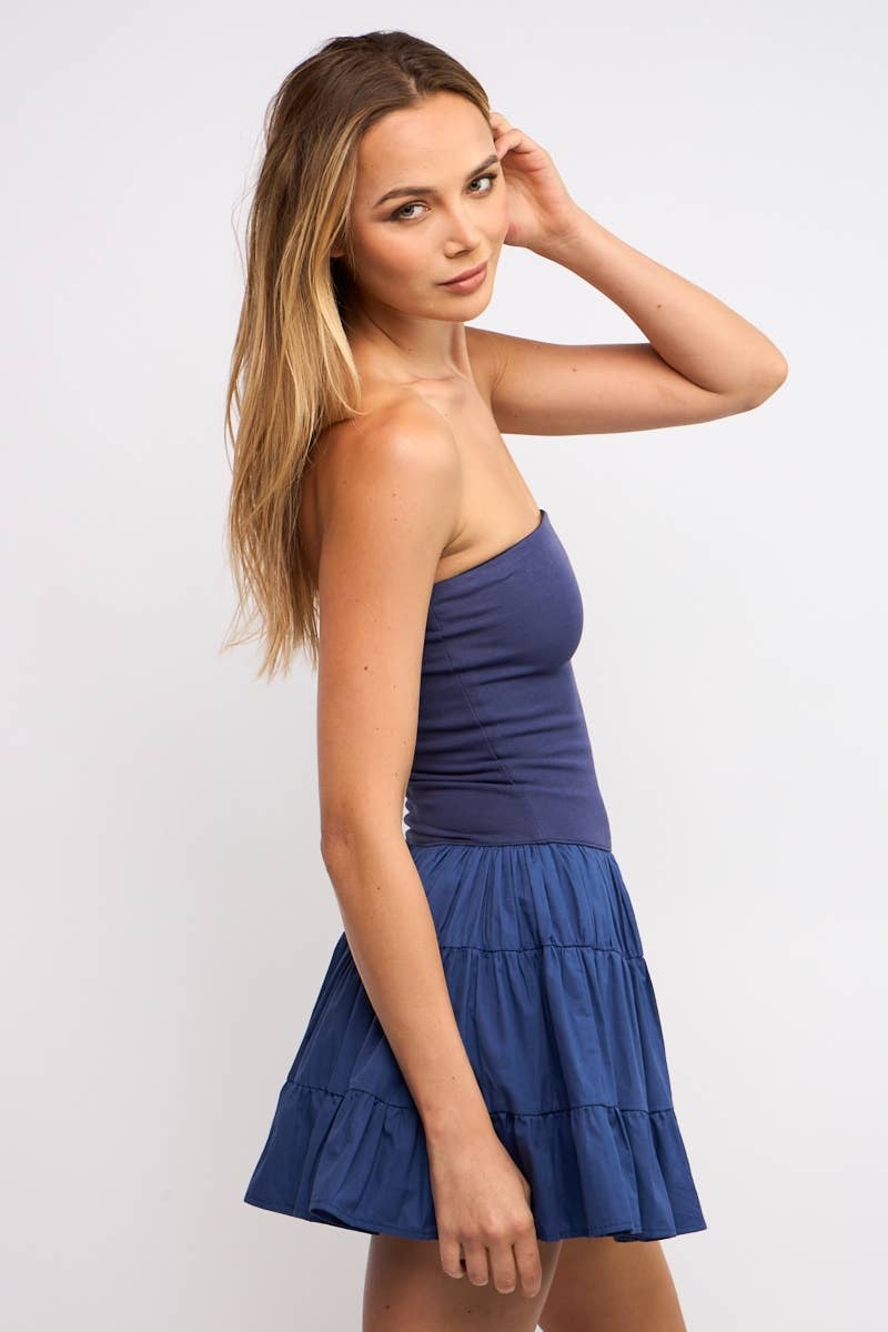 Sky to Moon - Wholesale Dress - Women's - SOLID COLOR DROP-WAIST TIERED TUBE MINI DRESS20