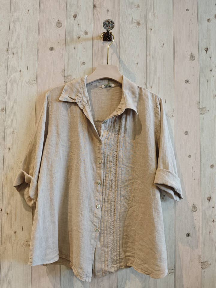 REF 17843 SHIRT WITH RELIEF 100% LINEN for wholesale by Linen & More