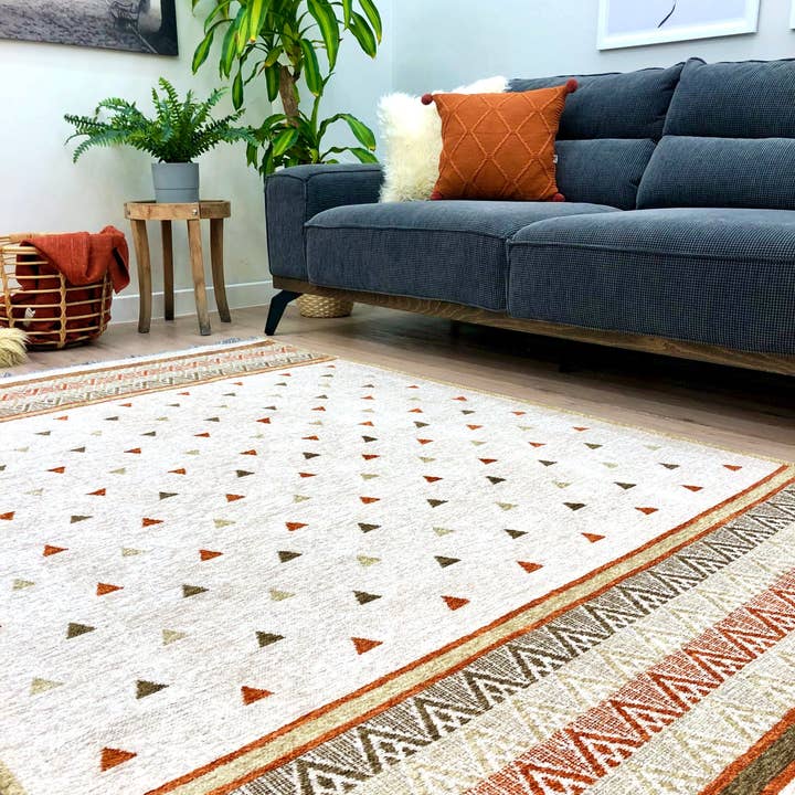 Alfa Rich Inc - Vente Tapis - Tapis triangulaires en terre cuite beige