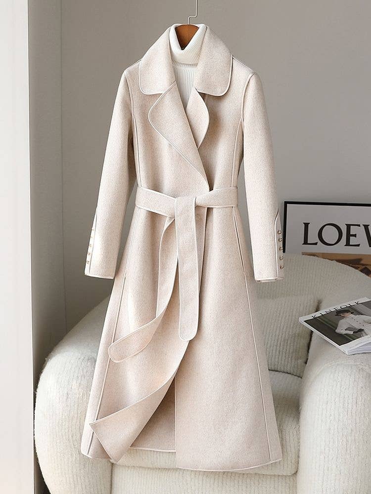 Productseeker - Vendita all'ingrosso Giacca antivento - Donna - Cappotto Slim Doppiato in Lana con Cintura per Donna CT86S0