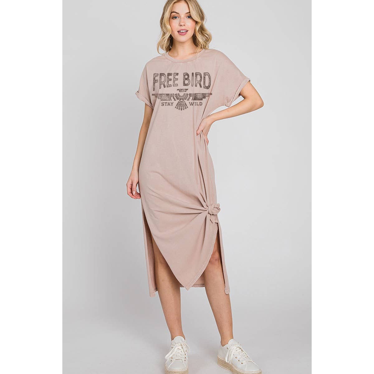 HRTandLUV - Vente Robe – femme - Robe graphique minérale FREE BIRD en coton2