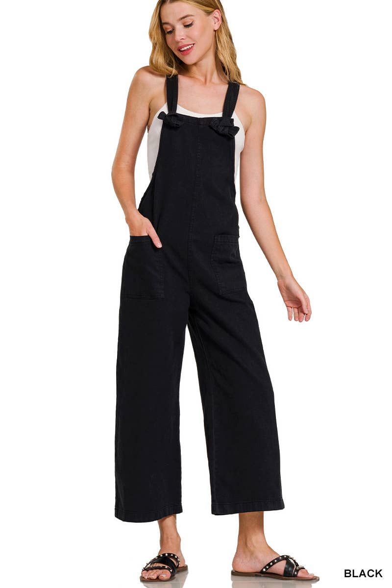 42POPS - Wholesale Jumpsuit - Women's - ..1013 Washed Knot Strap Pockets Jumpsuit SI-2634810