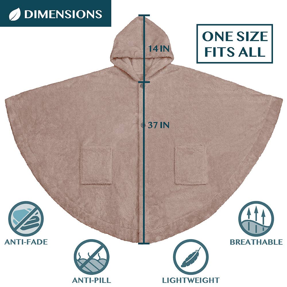 Pavilia - Wholesale Poncho - Women's - Angel Wrap Hoodie Sherpa Fluffy Poncho Blanket47
