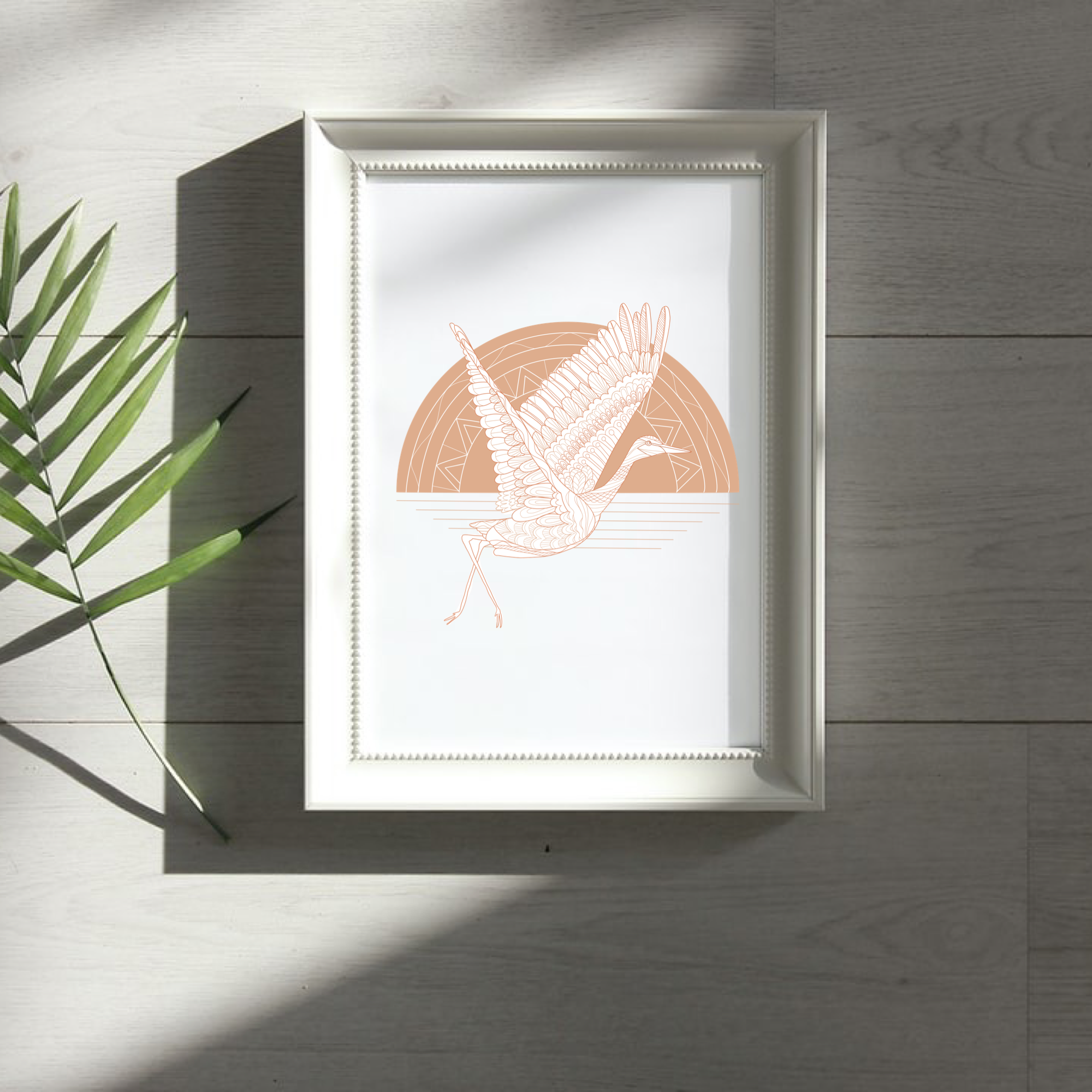Laura K Maxwell - Wholesale Art Print - Peachy Crane Art Print / Flying Sandhill Crane Wall Art1