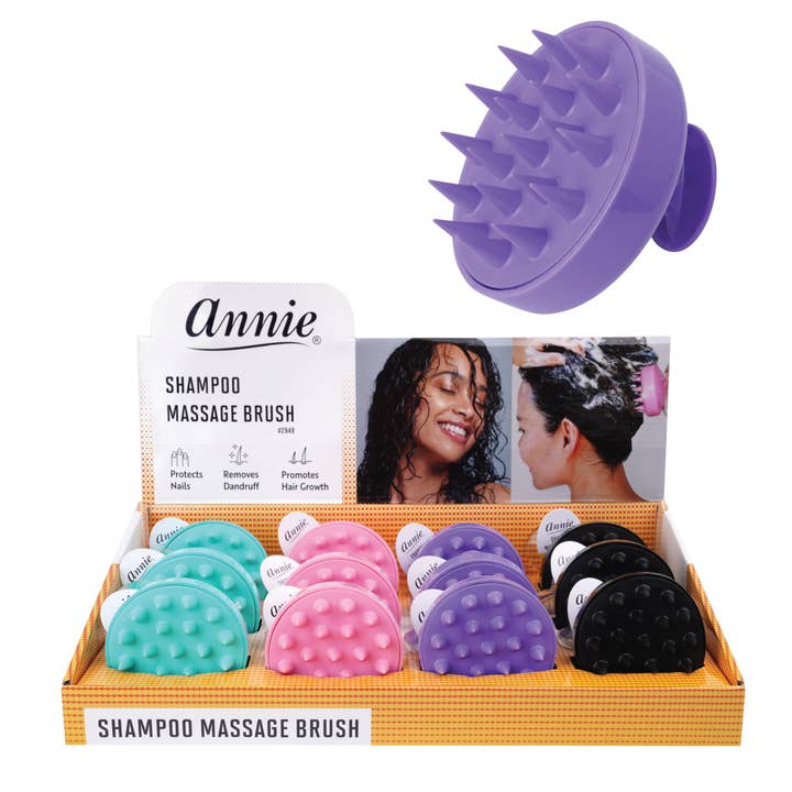 Annie International, Inc. - Wholesale Hair Brush/Comb - Annie Shampoo and Massage Brush Display Asst Color
