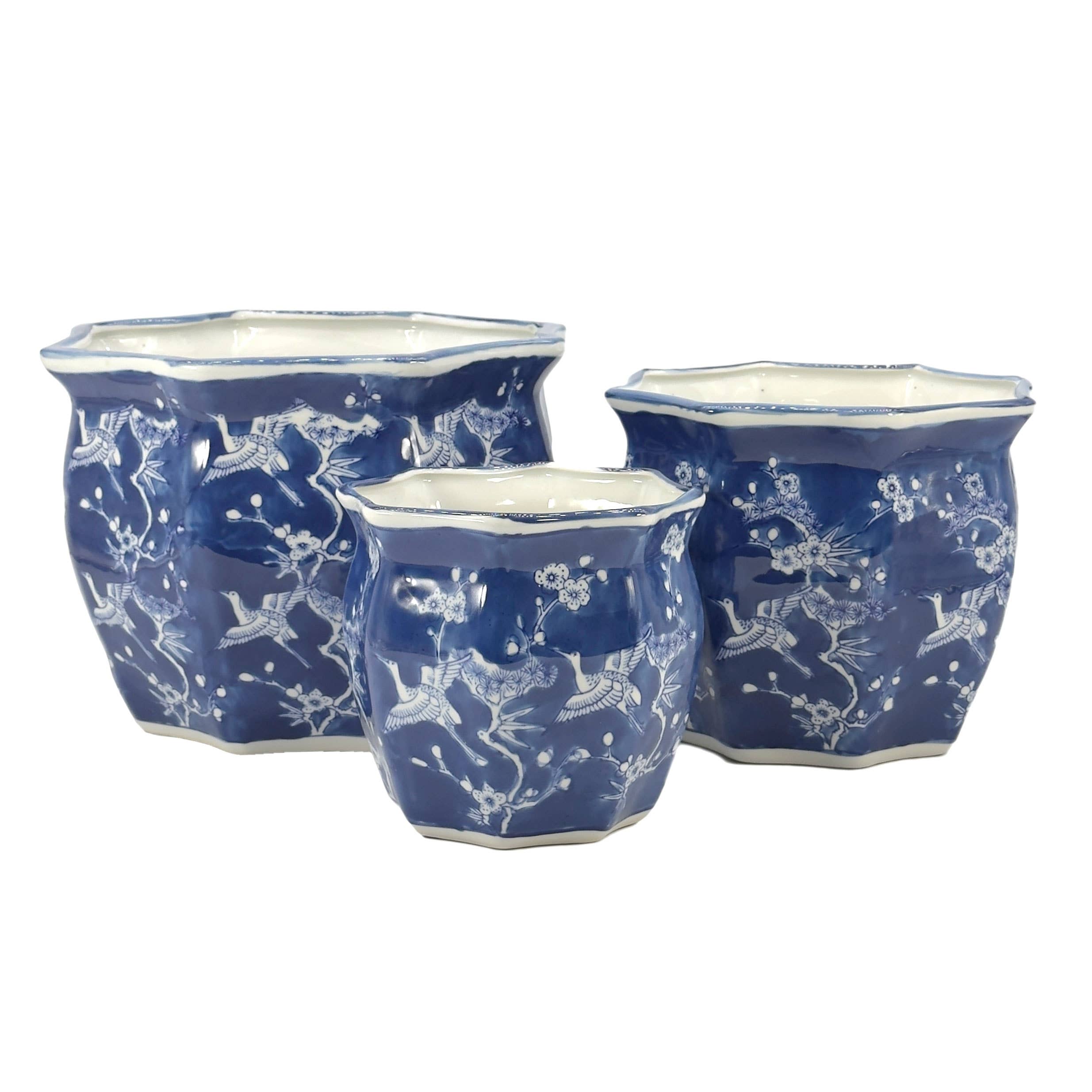 Galt International Company - Vendita all'ingrosso Vasi per piante - Set di 3 vasi per fioriere in ceramica Chinoiserie, 7,5"/10"/13"47