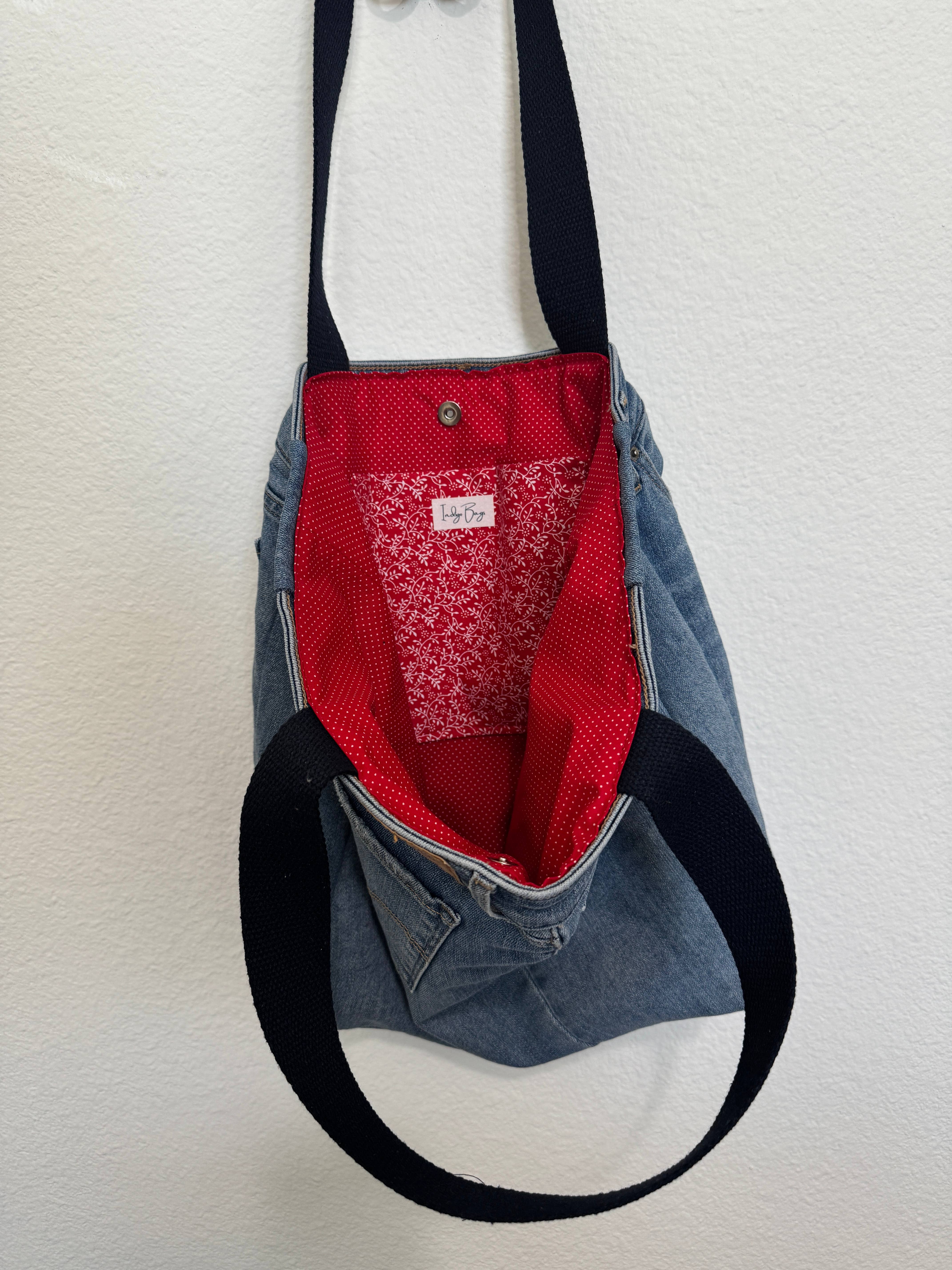 Indigo Bags - Wholesale Tote Bag - Women's - Levi's Upcycled Denim Tote Bag – red dots1
