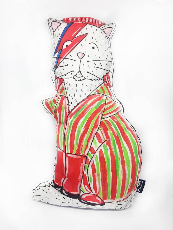 Coussin Bowie pour chat, cadeau de décoration d'intérieur unique en forme d'animal pour la vente par KAHRI