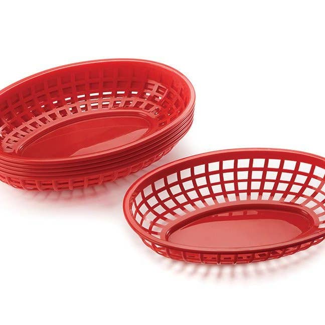 Fox Run Brands - Wholesale Basket - Outset Red Pub Food Baskets, Set of 6, 9.5" x 6.25" x 2"