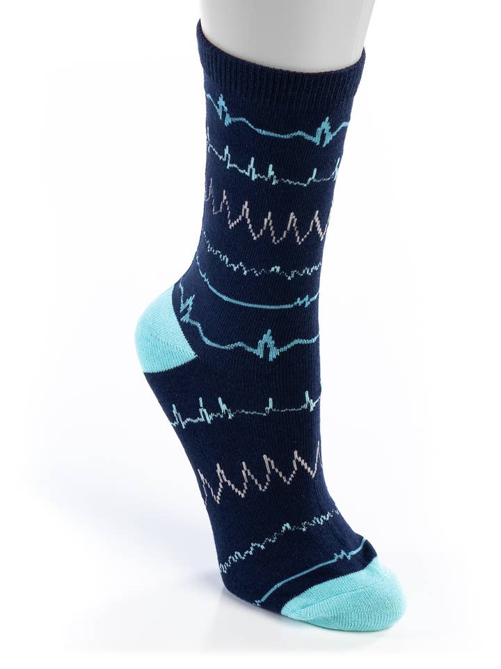 Nurseology - Wholesale Socks - Unisex - Navy Blue Rhythm Knee-Length Unisex Nurse Compression Socks