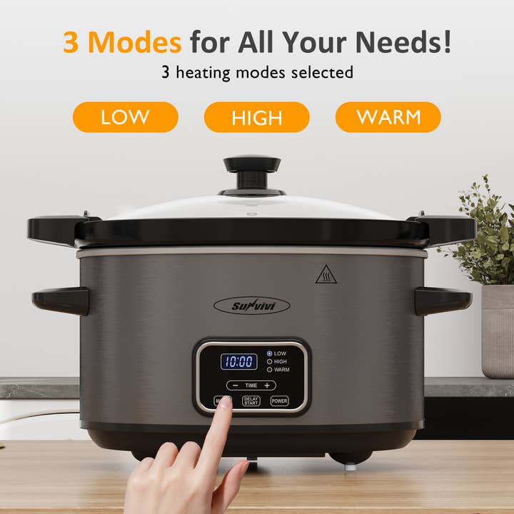 Heynemo - Wholesale Cooking Pot - 4QT Slow Cooker, Programmable Pot with Locking Lid