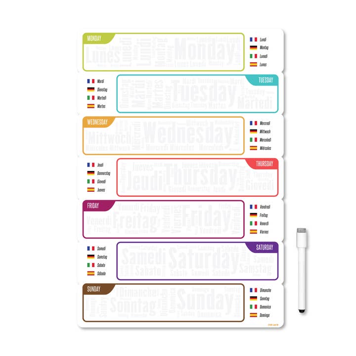 Wholesale Gifts Tomorrow - Wholesale Whiteboard/Dry-Erase Board - MULTI-LANGUAGE Magnetic Weekly Chore Chart Fridge Planner A33