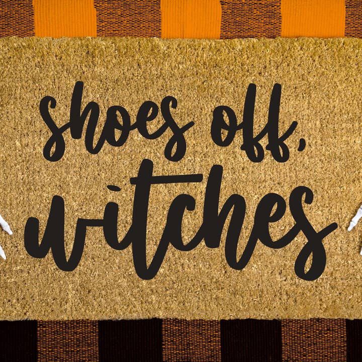 Felpudo Shoes Off Witches para Halloween para venta al por mayor de Wholesale Wood Cuts