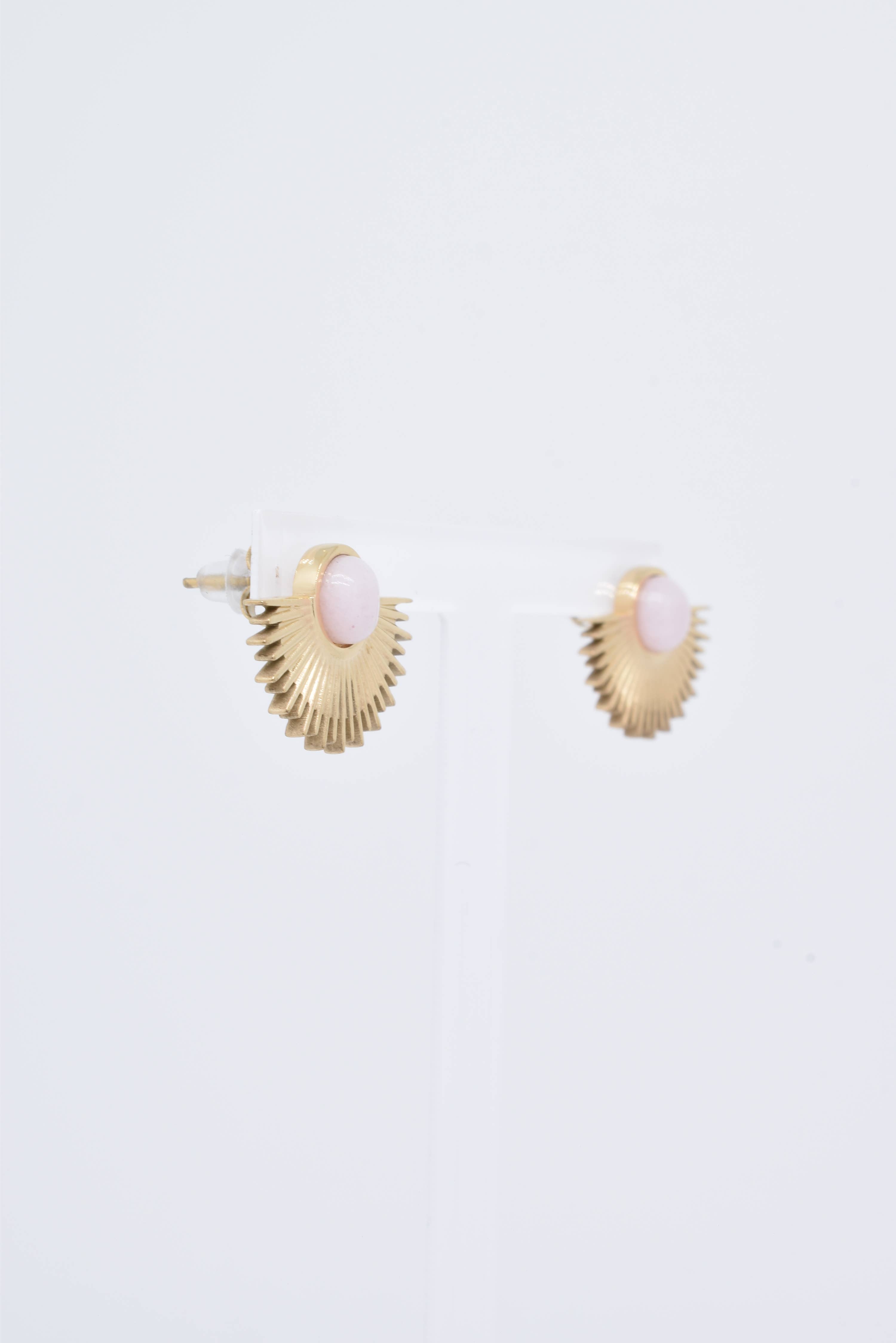 Kapyco – Großhandel Ohrstecker – Kapyco Ohrringe aus Edelstahl mit Goldton, natürlichem Stein oder Perlmutt, Durchmesser 22 x 15 mm7