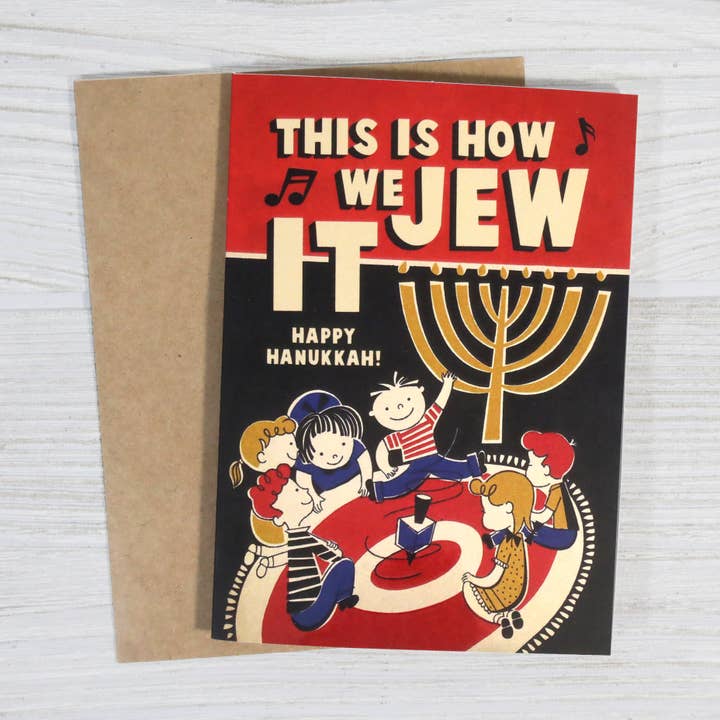 Bad Betty Greeting Co. - Wholesale Hanukkah Card - This Is How We Jew It - Cute Vintage Hanukkah Greeting Card1
