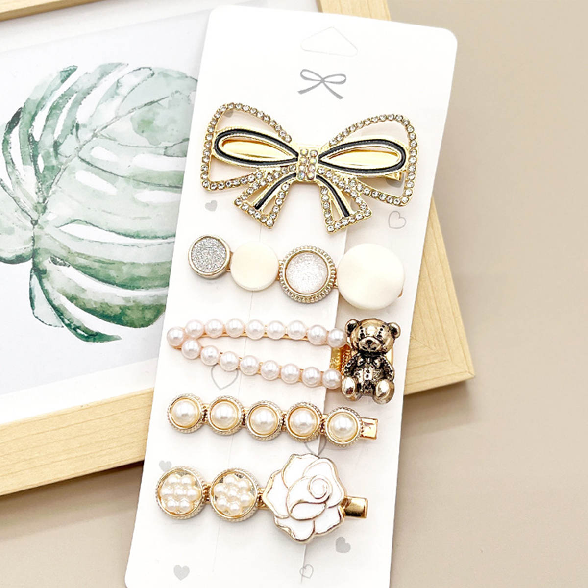 ACCITY - Wholesale Hair Clip - Women's - Rhinestone Pearl Hair Clip Set-Elegant Side Pin _CWASC034962