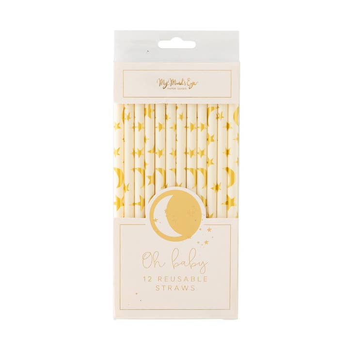 BAB930 - Baby Neutral Star Reusable Straws for wholesale by My Mind’s Eye