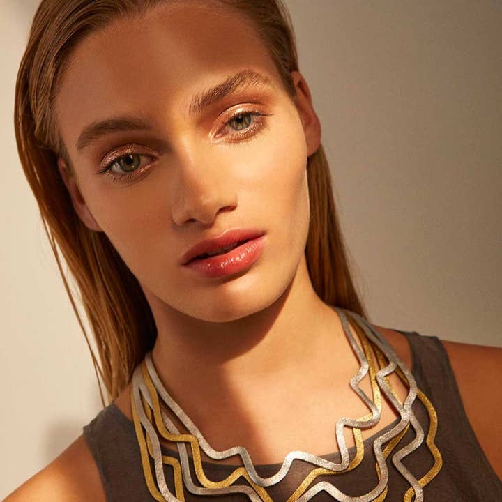 Curves Duo Necklace - Silver / Gold for wholesale on Faire10