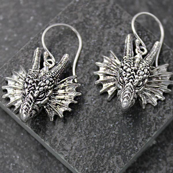 Sterling Silver Dragon Head Pendant, 2 sizes & Earrings! for wholesale by Goddess Design Studio