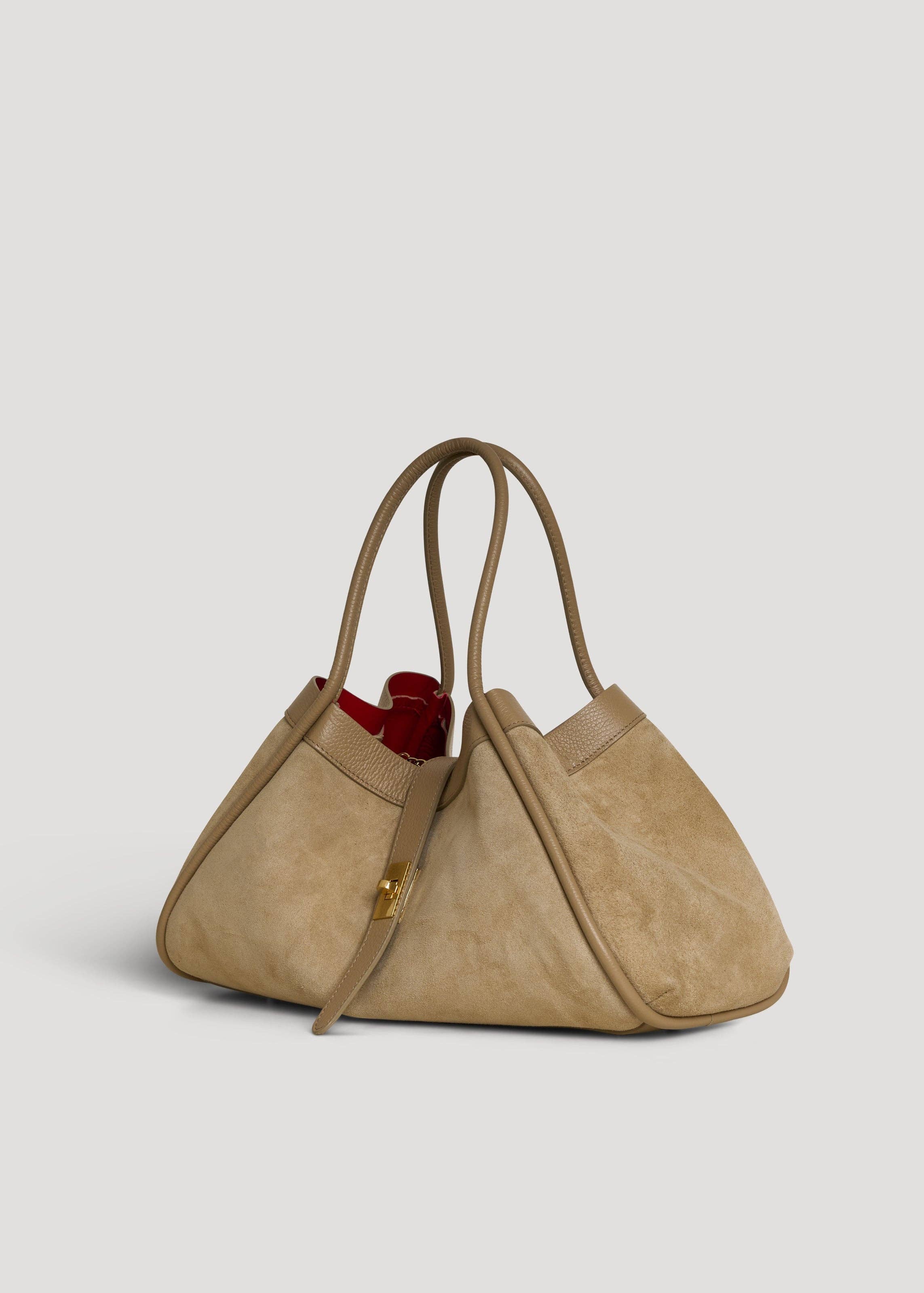 Prestige Milano - Wholesale Tote Bag - Women's - Borsa Mayfair in camoscio taupe e pelle Togo4