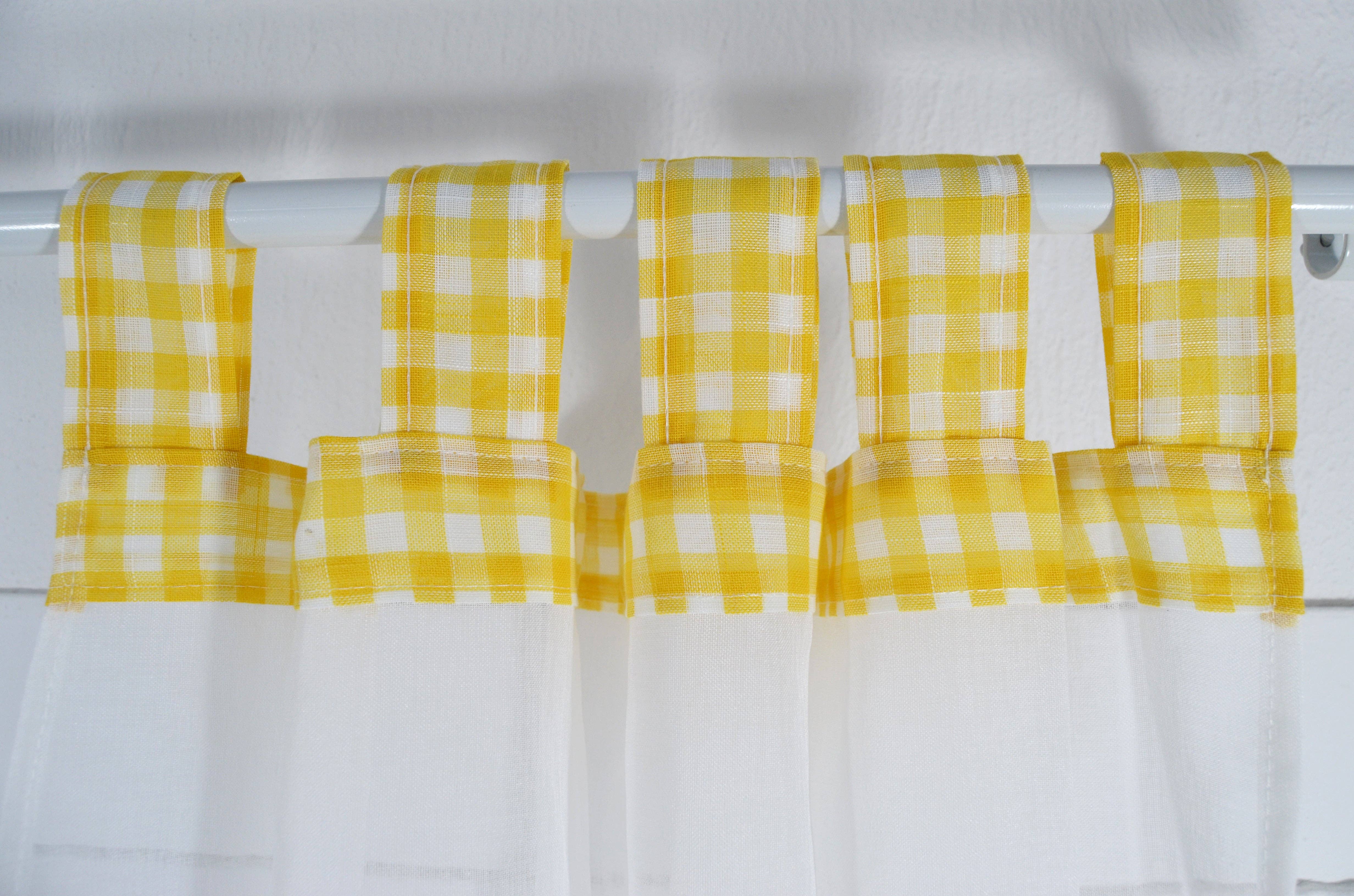 BOD HOME - Wholesale Curtain - Yellow Embroidered Print Kitchen Curtains1