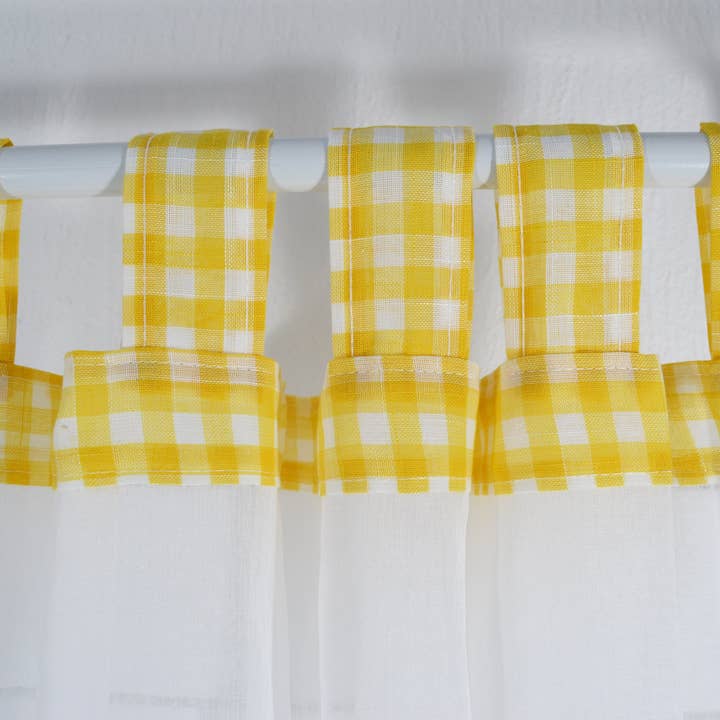 BOD HOME - Wholesale Curtain - Yellow Embroidered Print Kitchen Curtains1
