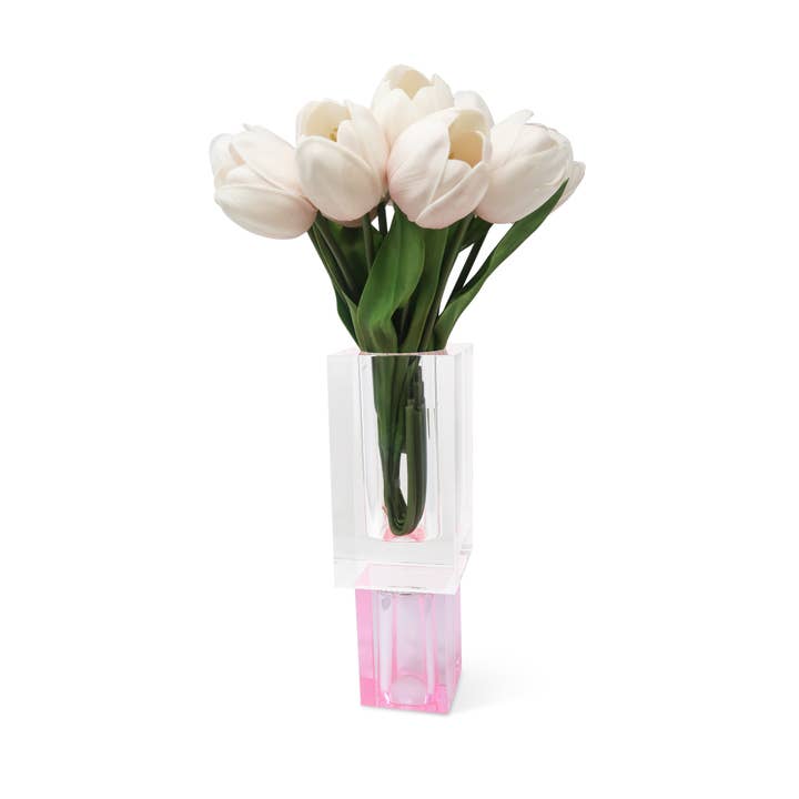 VIVIENCE - Wholesale Vase - Crystal Square Vase with Colored Base