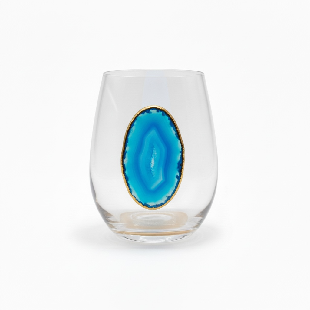 Zim Designs - Wholesale Wine Glass - Agate Handmade Stemless Wine Glass0