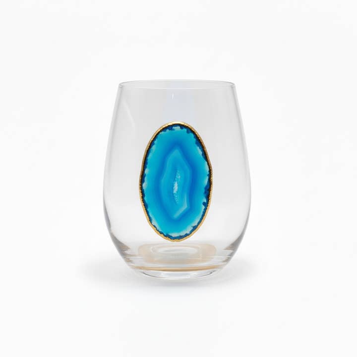 Zim Designs - Wholesale Wine Glass - Agate Handmade Stemless Wine Glass