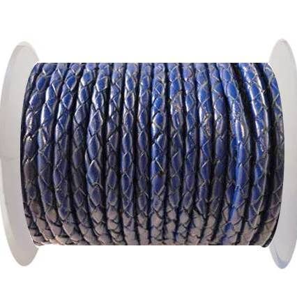 Sun Enterprises B.V. - Wholesale Craft Supplies - ROUND BRAIDED LEATHER CORD SE/DARK BLUE - 3MM