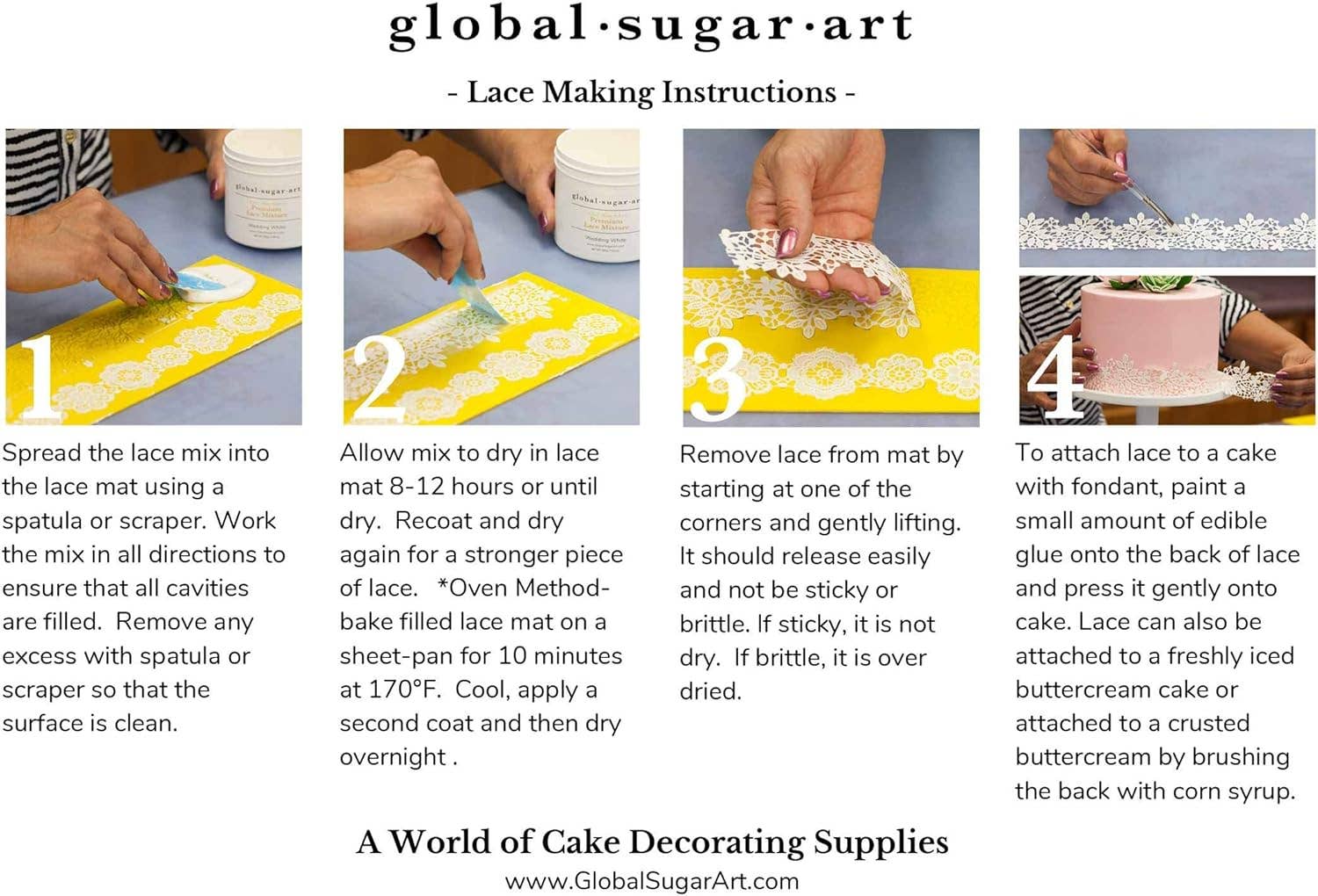 Global Sugar Art - Wholesale Craft Tool - Global Sugar Art Butterflies & Ribbon Silicone Lace Mat for Cake Decorating, by Global Sugar Art3