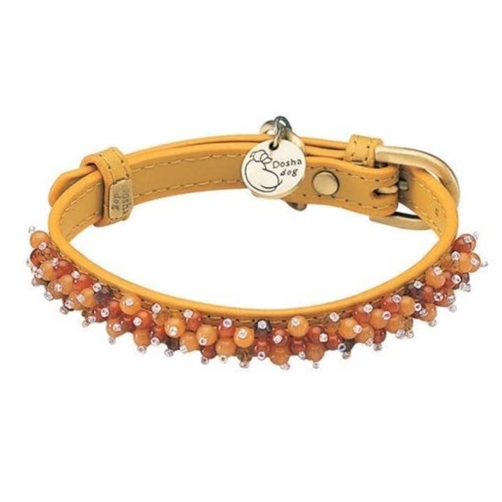 Mini Beaded Collar/Leash - Yellow, Carnelian & Aventurine for wholesale by Dosha Dog