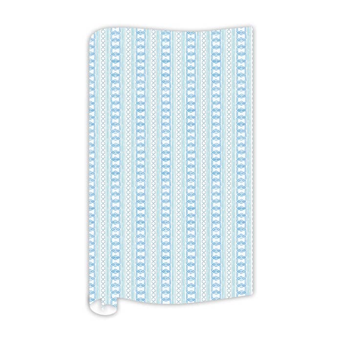 RosanneBeck Collections - Vente Feuille de papier cadeau - Papier d'emballage bleu à motif imbriqué peint à la main