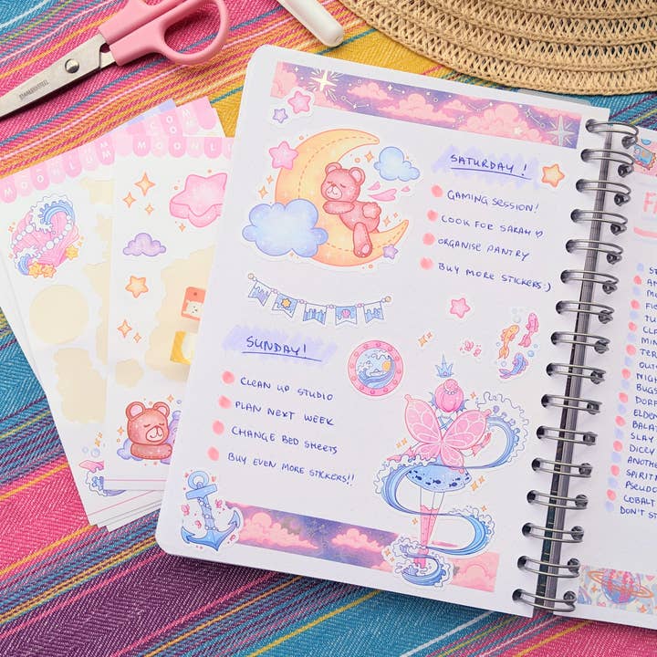 Moonlume - Wholesale Sticker - Sleepy Bear and Moon vinyl and waterproof A6 sticker sheet2