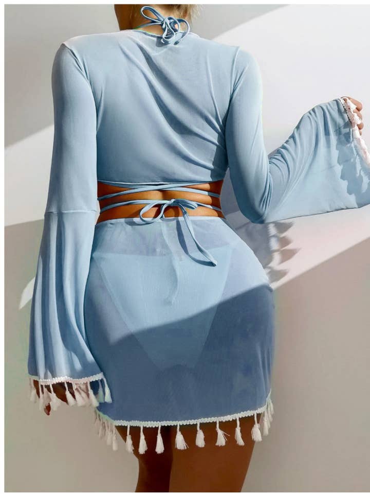 Crave by FW - Wholesale Two Piece Swimsuit - Women's - 4 Piece Triangle Bikini Sets with Cover Up Top and Skirt7