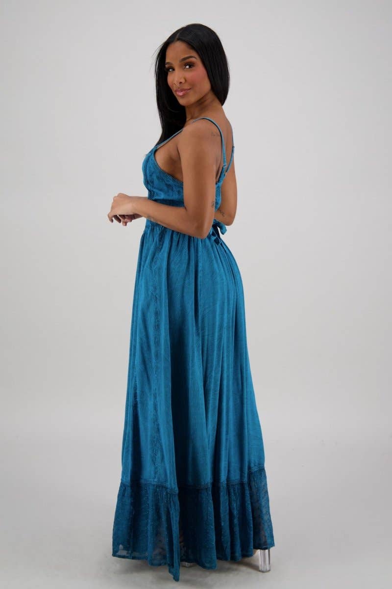 Advance Apparels - Wholesale Dress - Women's - Sheer Hem Smocked Maxi Dress ADL-2532413